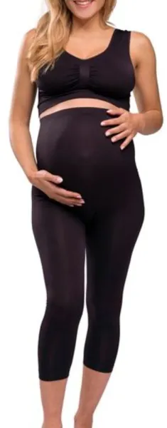 Graviditetsleggings m. støtte 3/4 lengde svart - Medium